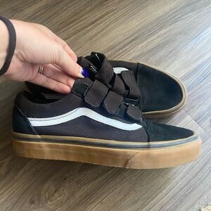 Black & Gum Velcro Vans